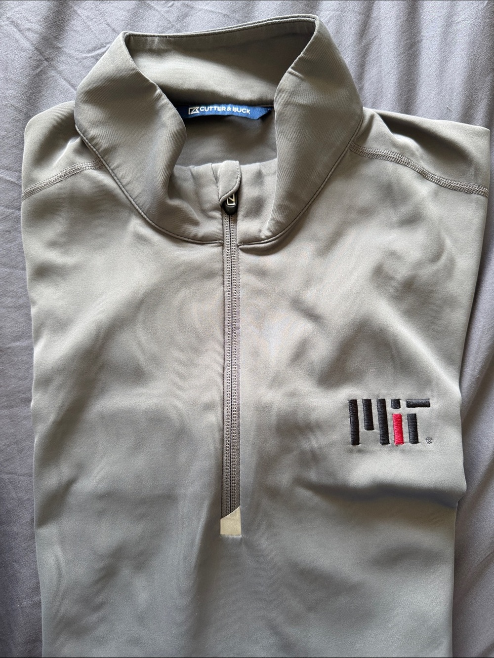 Cutter & Buck Light Taupe Half-Zip Performance Pullover w MIT logo